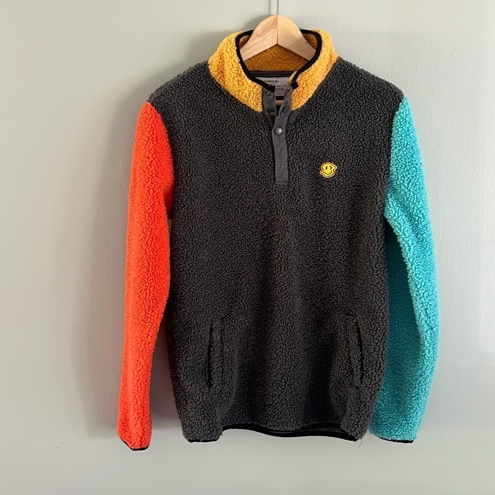 Dutch Bros Teddy Multi Color Fleece Snap Jacket - Size Small